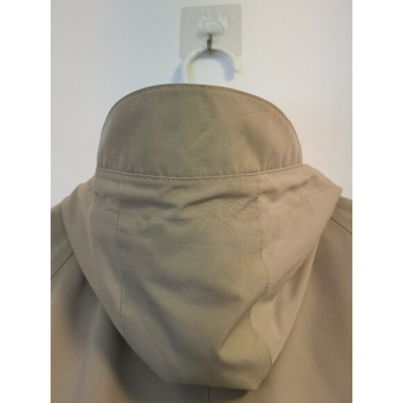 LL Bean Trench Coat Womens Small Petite Jacket Hooded Hoodie Beige Outdoor Camp - Picture 5 of 8